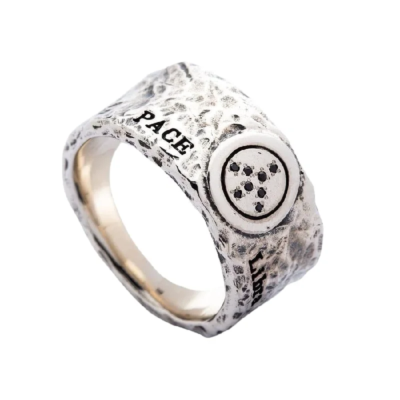 Stackable rings with mixed metal finishes -Sterling Silver Peace Band Ring