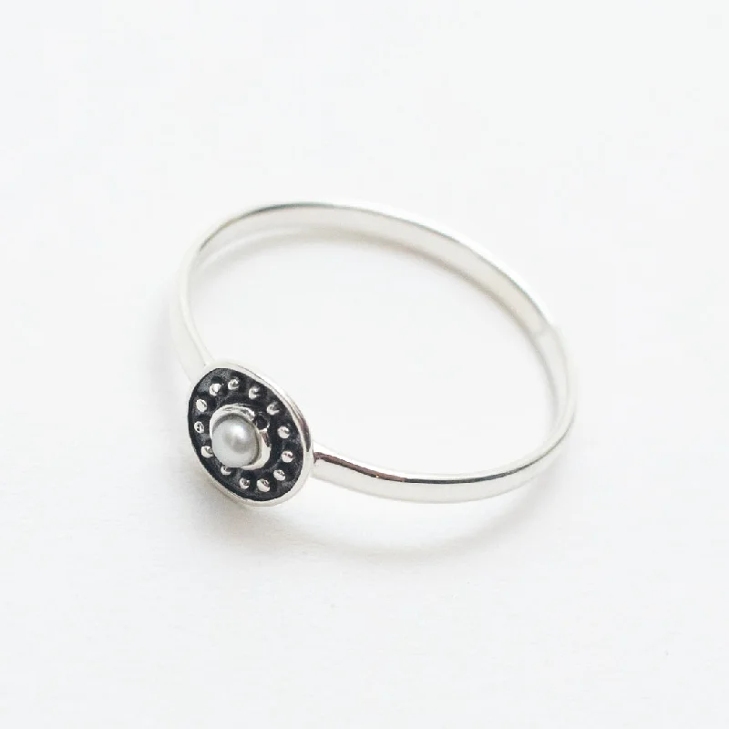 Rings with vintage-inspired rose-cut diamonds -Small Pearl Dotted Ring