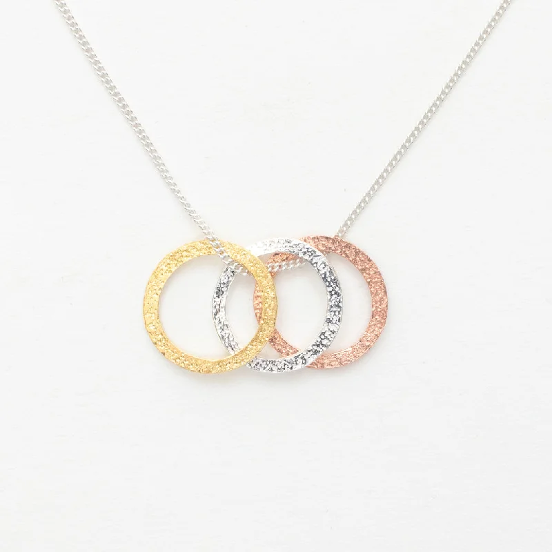 Rings with mandala engravings for spiritual vibe -Stella Triple Ring Necklace