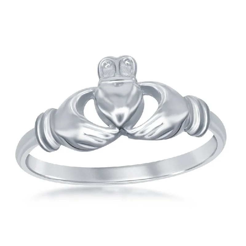 Bold rings with oversized amethyst gemstones -Sterling Silver Claddagh Ring - W-1800