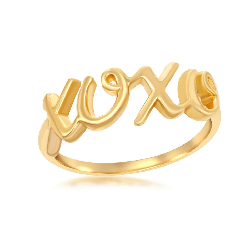 Rings with engraved constellations for stargazers -Sterling Silver GP XOXO Ring - W-9827