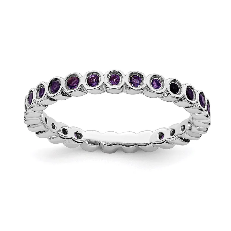 Rings with oxidized silver for antique appeal -Sterling Silver Stackable Expressions Amethyst Ring | QSK363