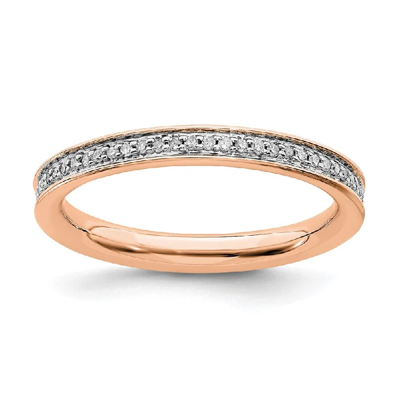 Rings with double bands for modern twist -Sterling Silver Stackable Expressions & Diamonds Pink-plated Ring | QSK493