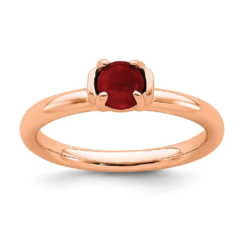 Rings with pave ruby for dazzling sparkle -Sterling Silver Stackable Expressions Garnet Pink-plated Ring | QSK741