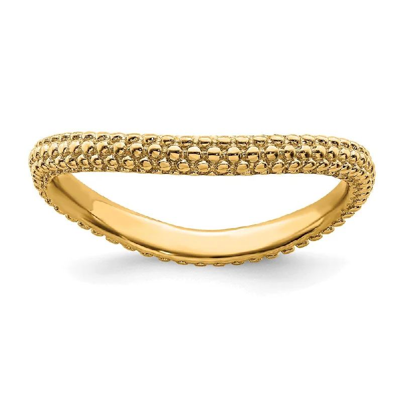 Rings with double bands for modern twist -Sterling Silver Stackable Expressions Polished Gold-plated Wave Ring | QSK687