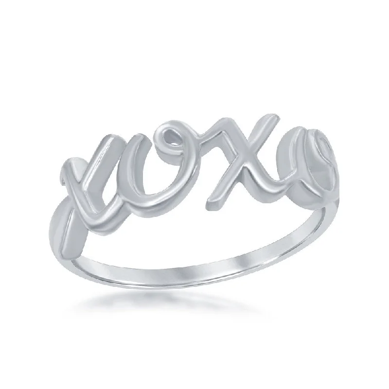 Rings with claw-set moonstone for mystique -Sterling Silver XOXO Ring - W-9785