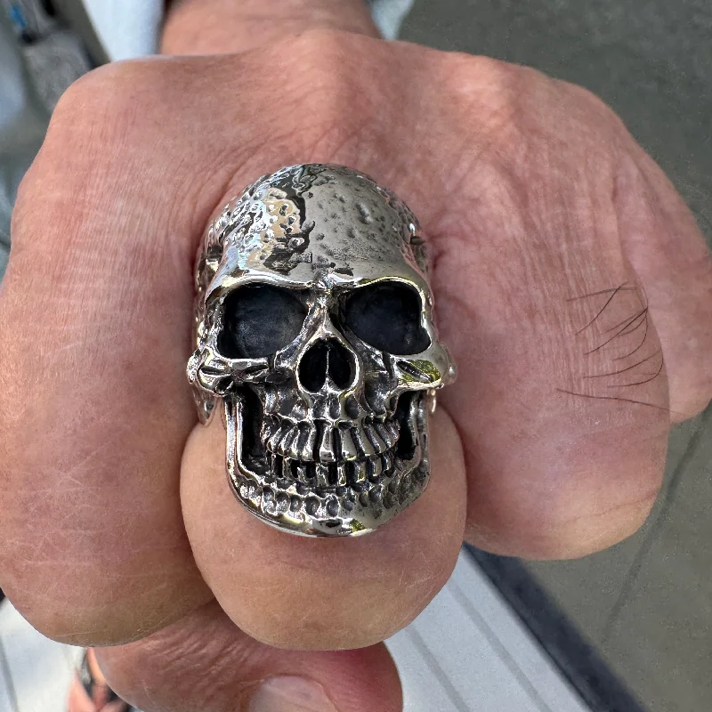 Rings with knot motifs for symbolic love -Tough Men Head 925 Sterling Silver Skull Ring