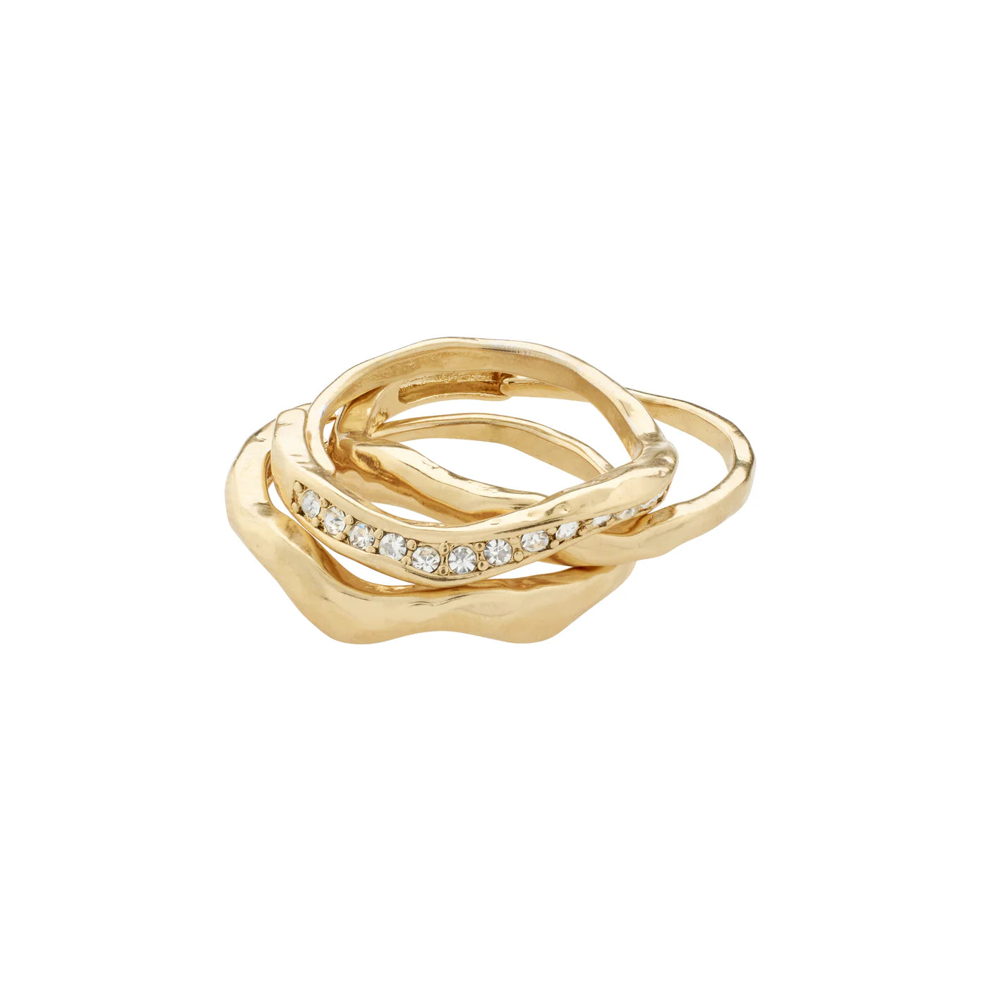 Rings with shield-shaped stones for boldness -True Gold Plated Crystal Ring Set