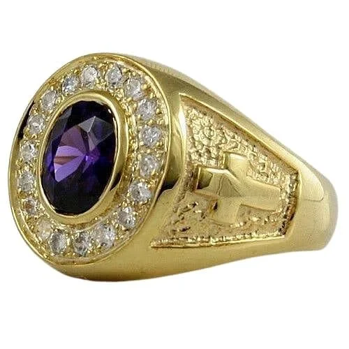 Rings with pink sapphire for delicate charm -Yellow Gold Oval Bishop Ring