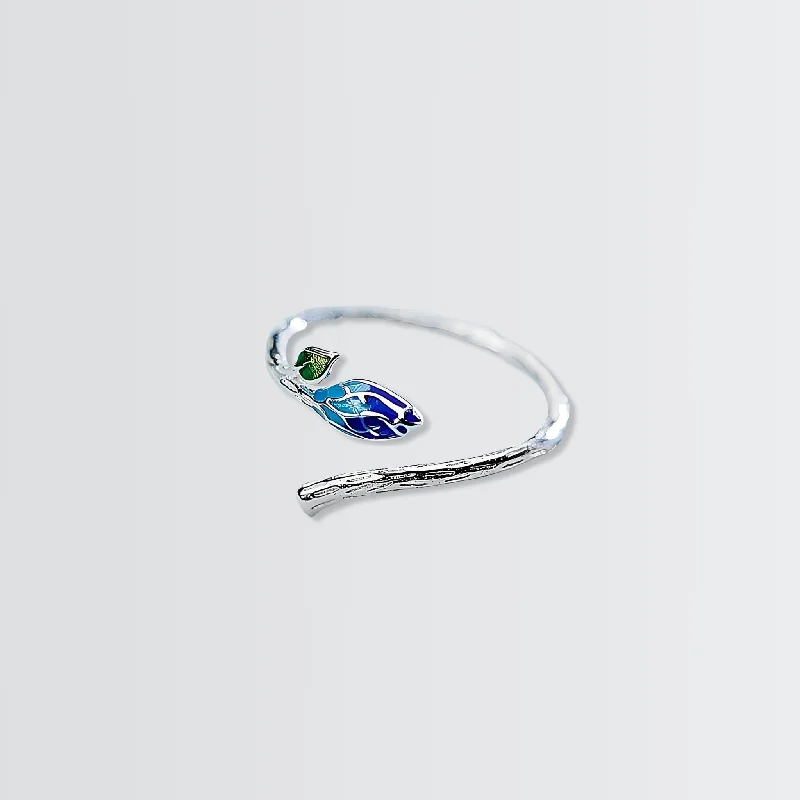 Minimalist rings with tiny diamond dot accents -Young Bud Elegant Ring